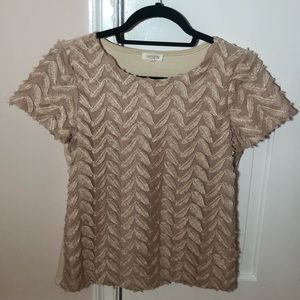 Anthropologie Weston Plush Pink Leaf Top